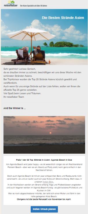 Unser wöchentlicher Newsletter versorgt Sie mit neuen Angeboten, spannenden Reiseideen, Gewinnspielen und TV Tipps rund um Asien