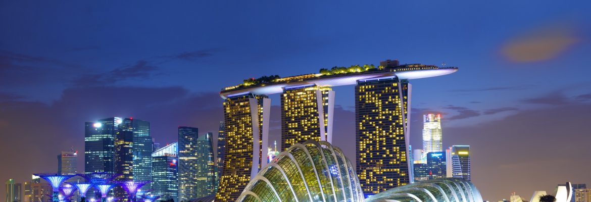 Ausblick auf die Skyline und das Hotel Marina Bay Sands Ausblick auf die Skyline und das Hotel Marina Bay Sands