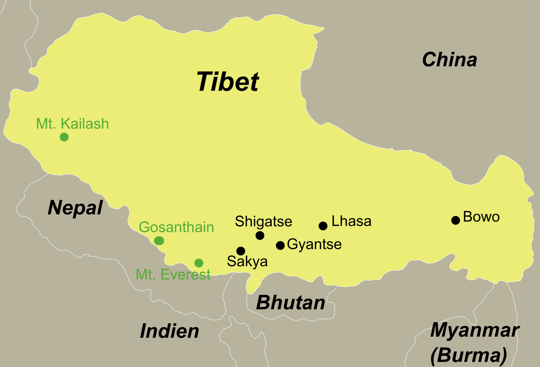 Karte Tibet