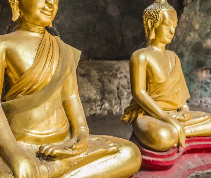 In den Pak Ou Höhlen befinden sich unzählige Buddha-Statuen, die dort über Jahre hinweg von Gläubigen dorthin gebracht wurden.