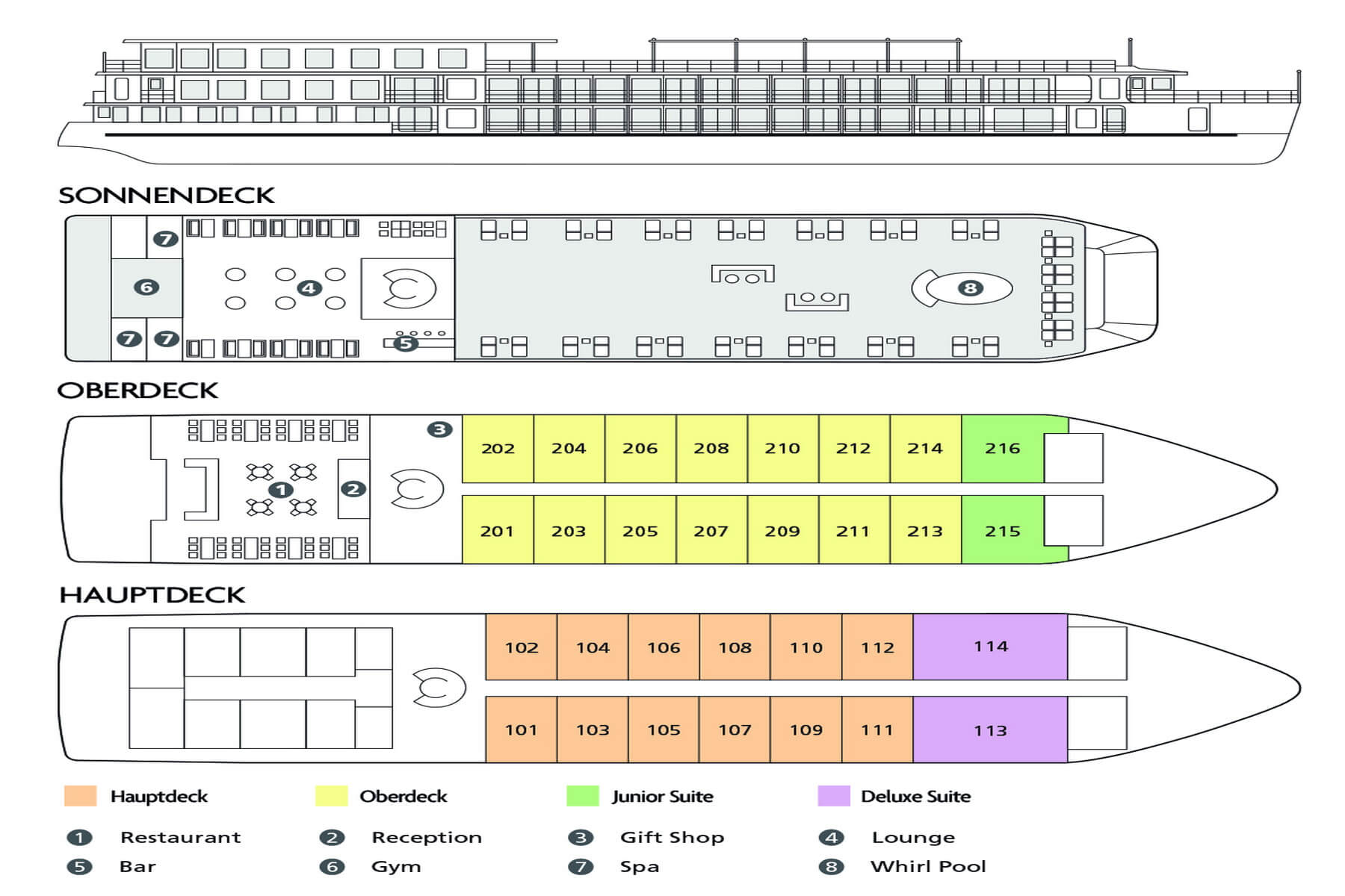 Deckplan der Mekong Adventurer