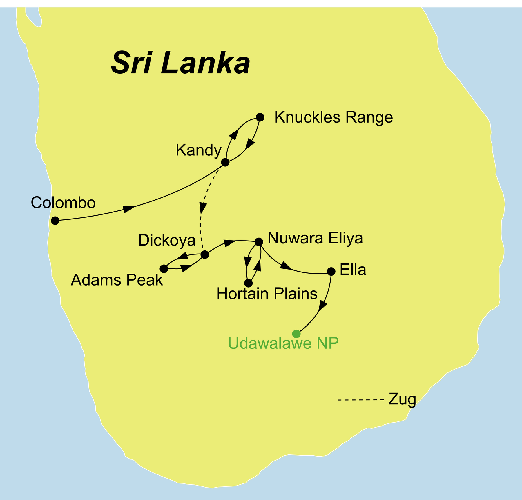Sri Lanka Nationalparks Hochland mit Adam’s Peak Besteigung