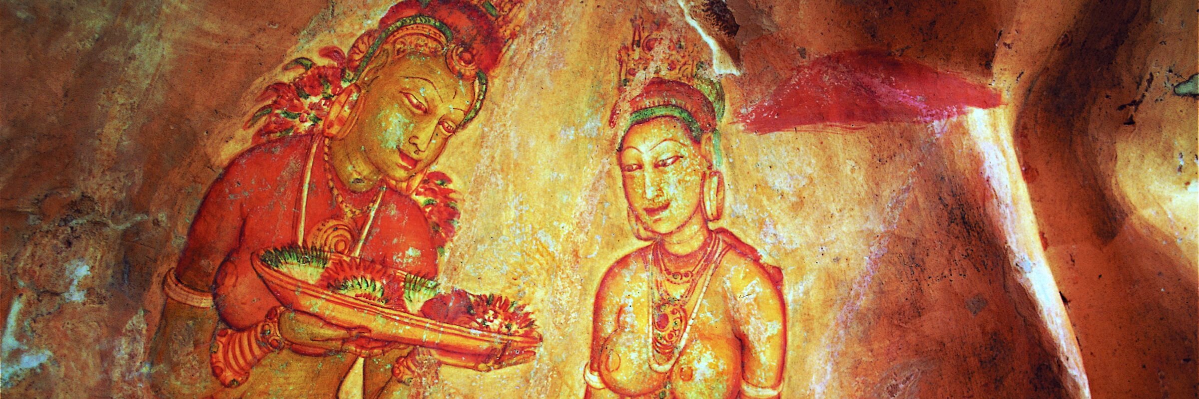 Die Felsenfestung Sigiriya ist haupsächlich für die Fresken der so genannten „Wolkenmädchen“ bekannt.