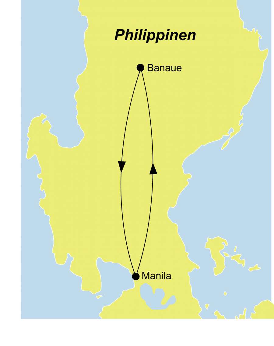 Die Rundreise führt von Manila über Banaue nach Manila