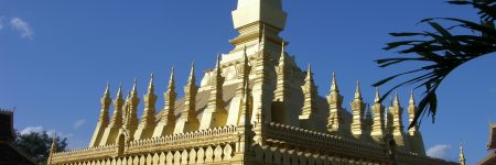 Der Buddhistische Stupa Pha That Luang ist ein religiöses Monument und Nationalsymbol von Laos.