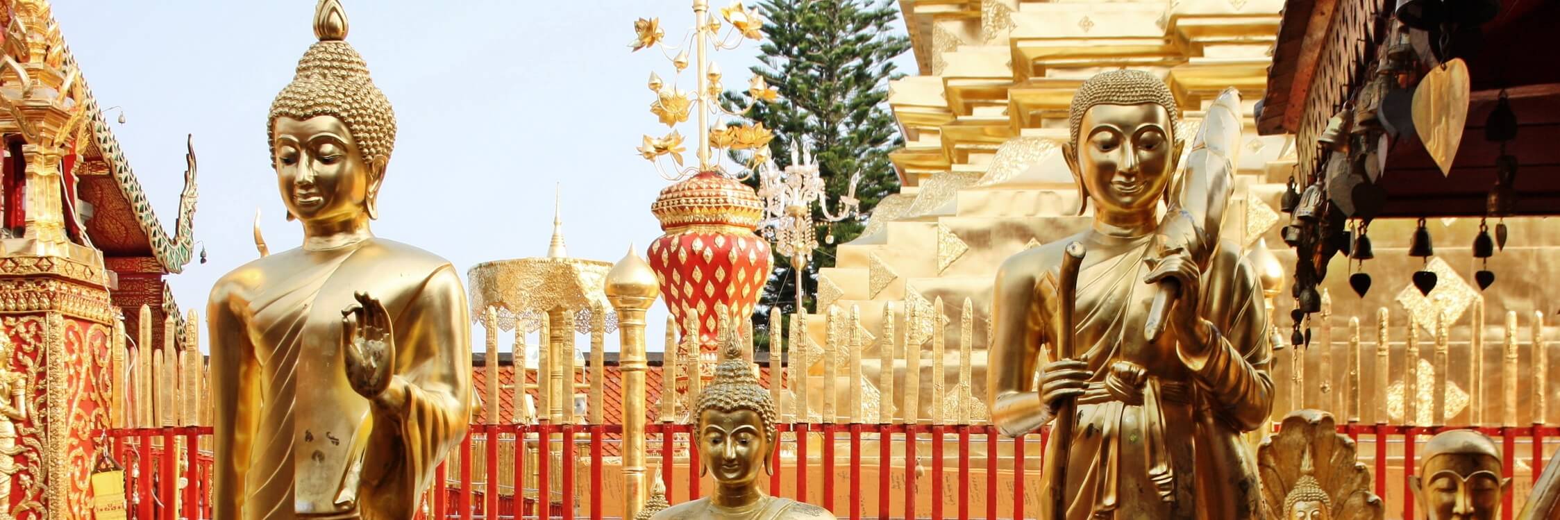 Die Tempelanlage Wat Phra That Doi Suthep ist das etwa 15 km westlich vom Stadtzentrum gelegene Wahrzeichen Chiang Mais.
