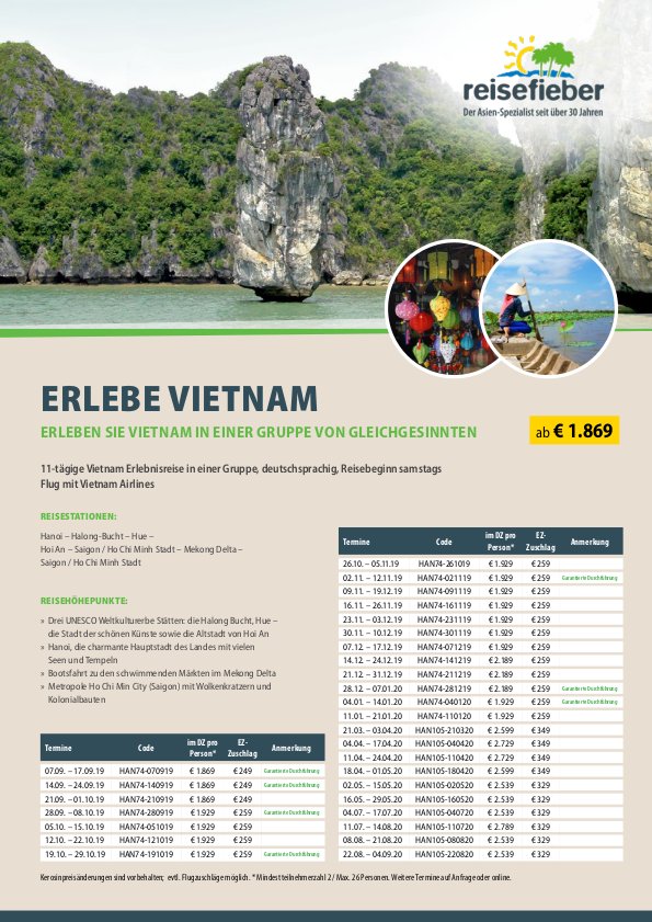 Erlebe Vietnam 2019/2020