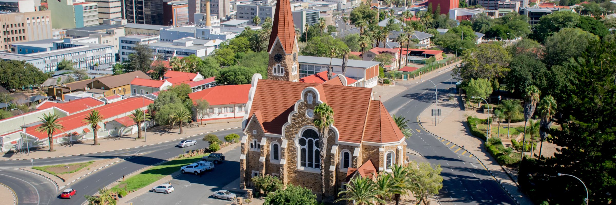 Die Christuskirche in Windhoek wurde von 1907 bis 1910 erbaut und gilt heut als Wahrzeichen der Stadt.