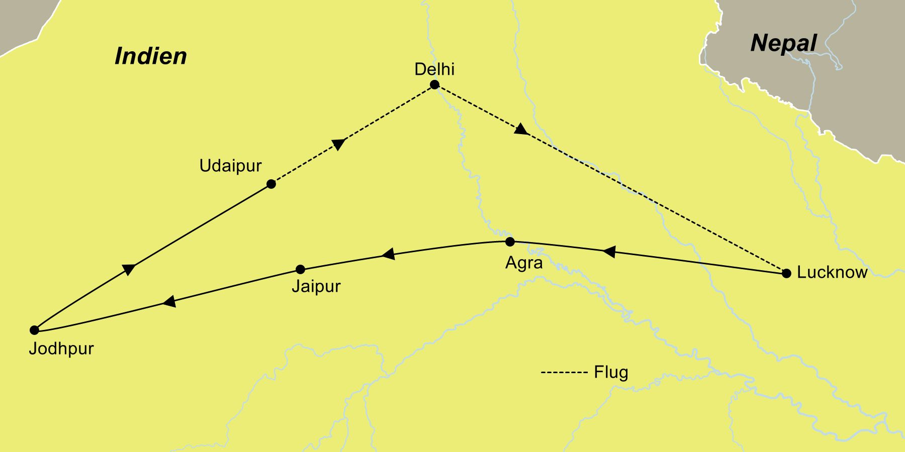 Reiseroute Kulinarische Indienreise für Genießer