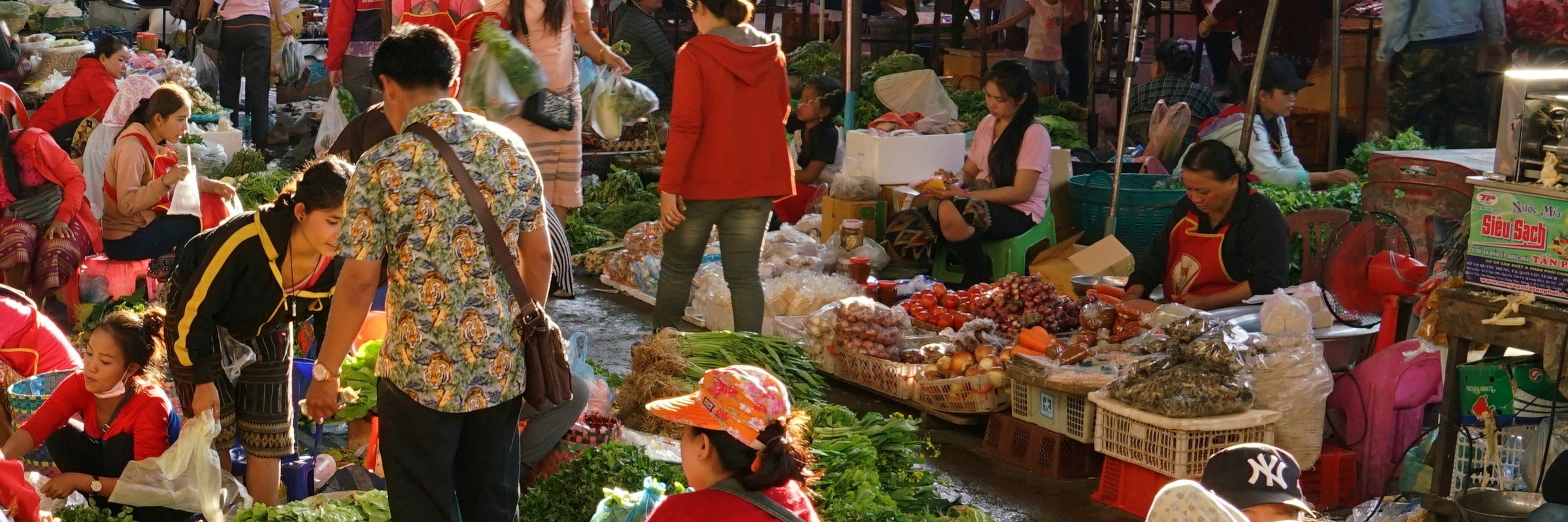 Bunter Obst- und Gemüsemarkt in der südlaotischen Stadt Pakse