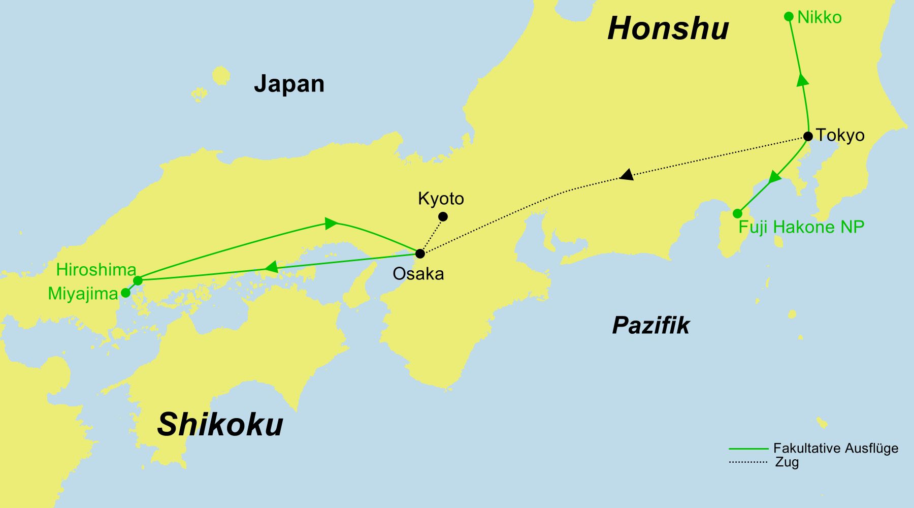 Reiseroute der Das Beste von Japan
