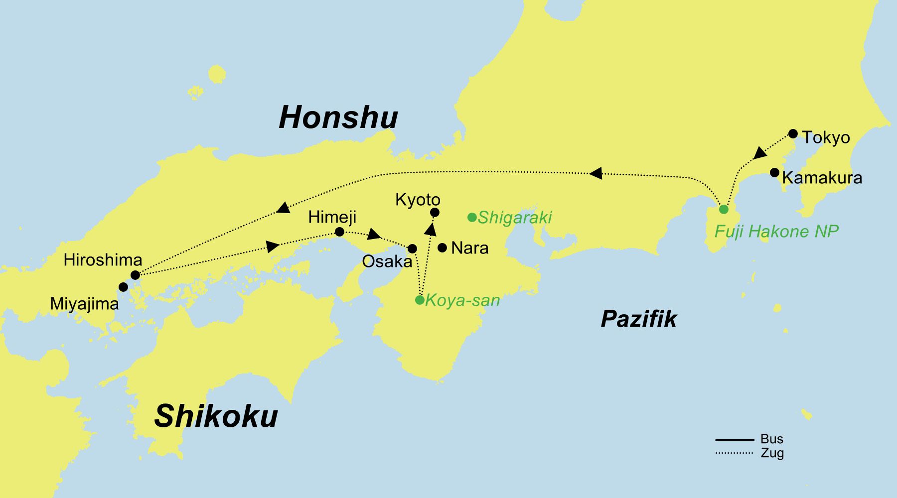 Reiseroute der Erlebnis Japan | Versteckte Schätze Japans erleben!