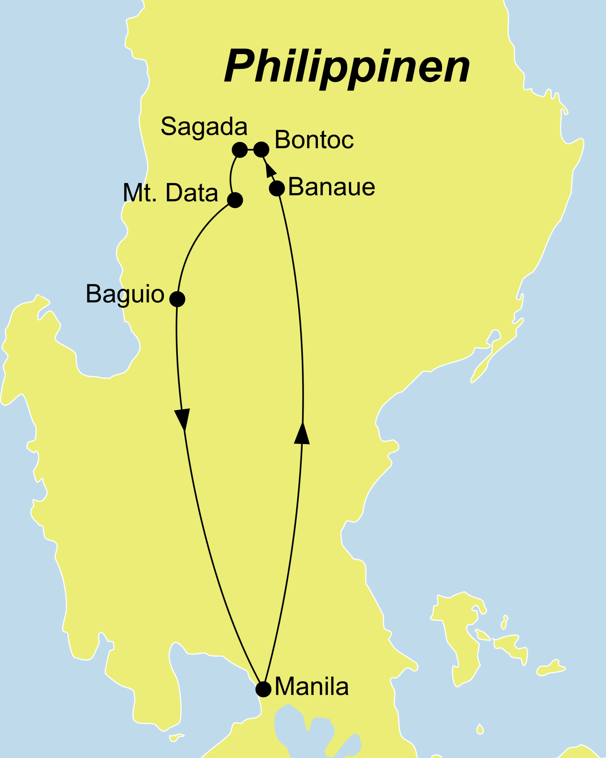 Reiseroute der Philippinen Privatreise | Nord Luzon
