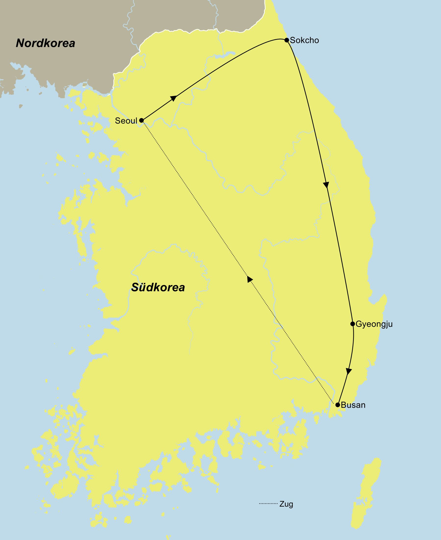 Reiseroute der Koreas Ostküste entdecken | Individuelle Mietwagenrundreise