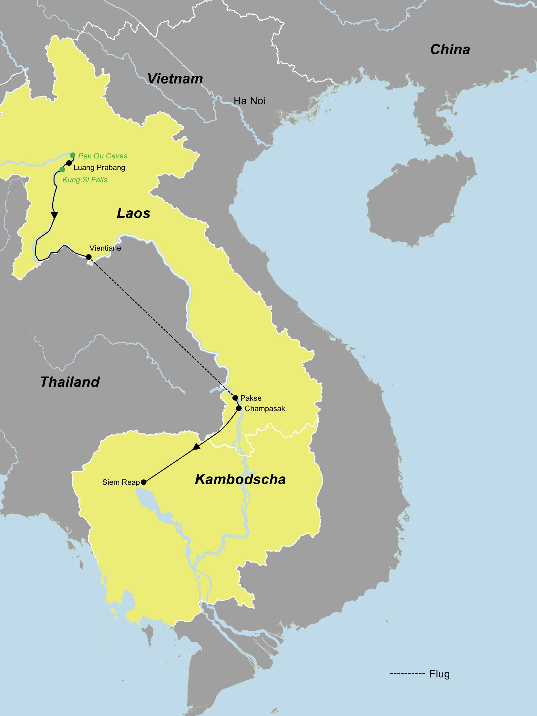Reiseroute der Mekong-Flusskreuzfahrt Jade-Buddha