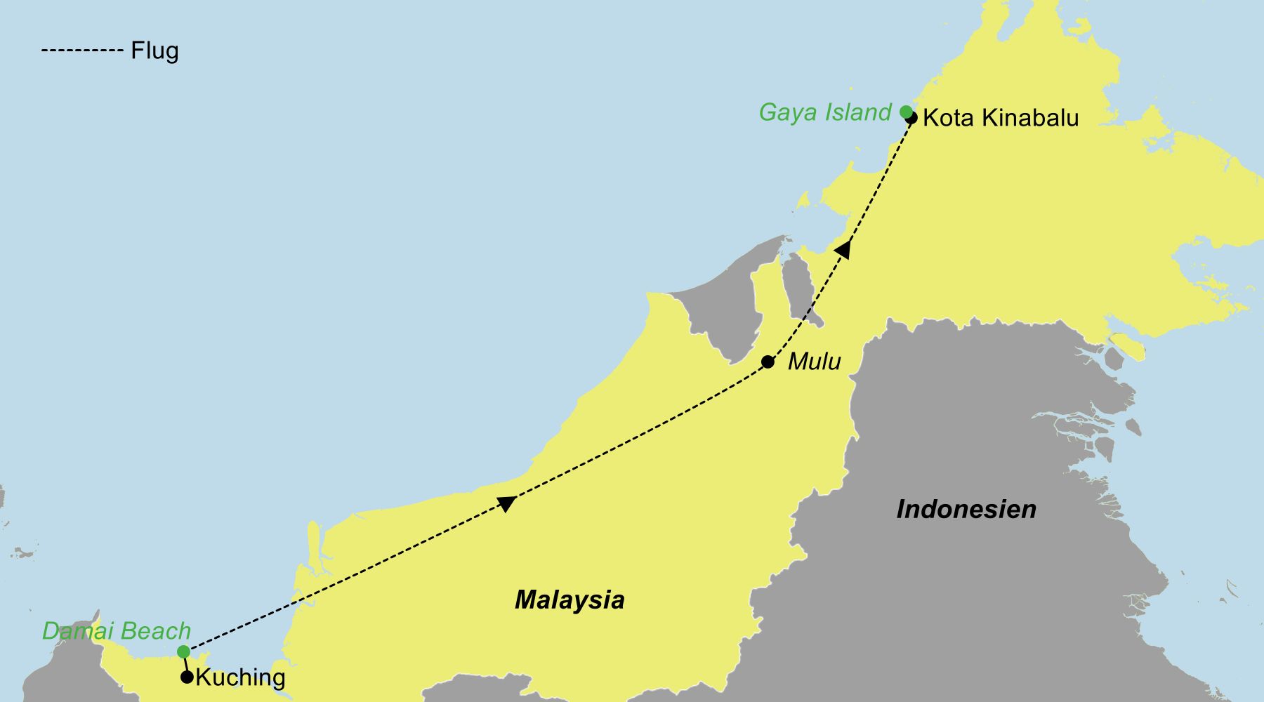 Reiseroute Borneo Deluxe | Exklusive Privatreise