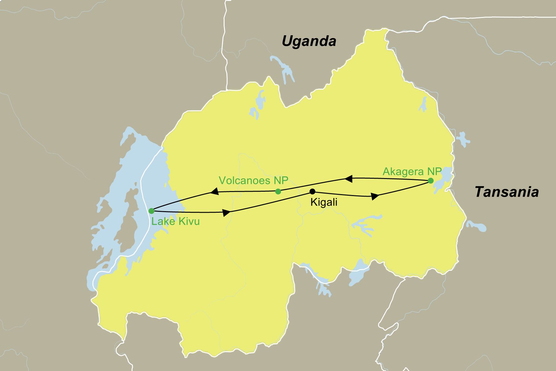 Reiseroute der Reise Wunder der Wildnis