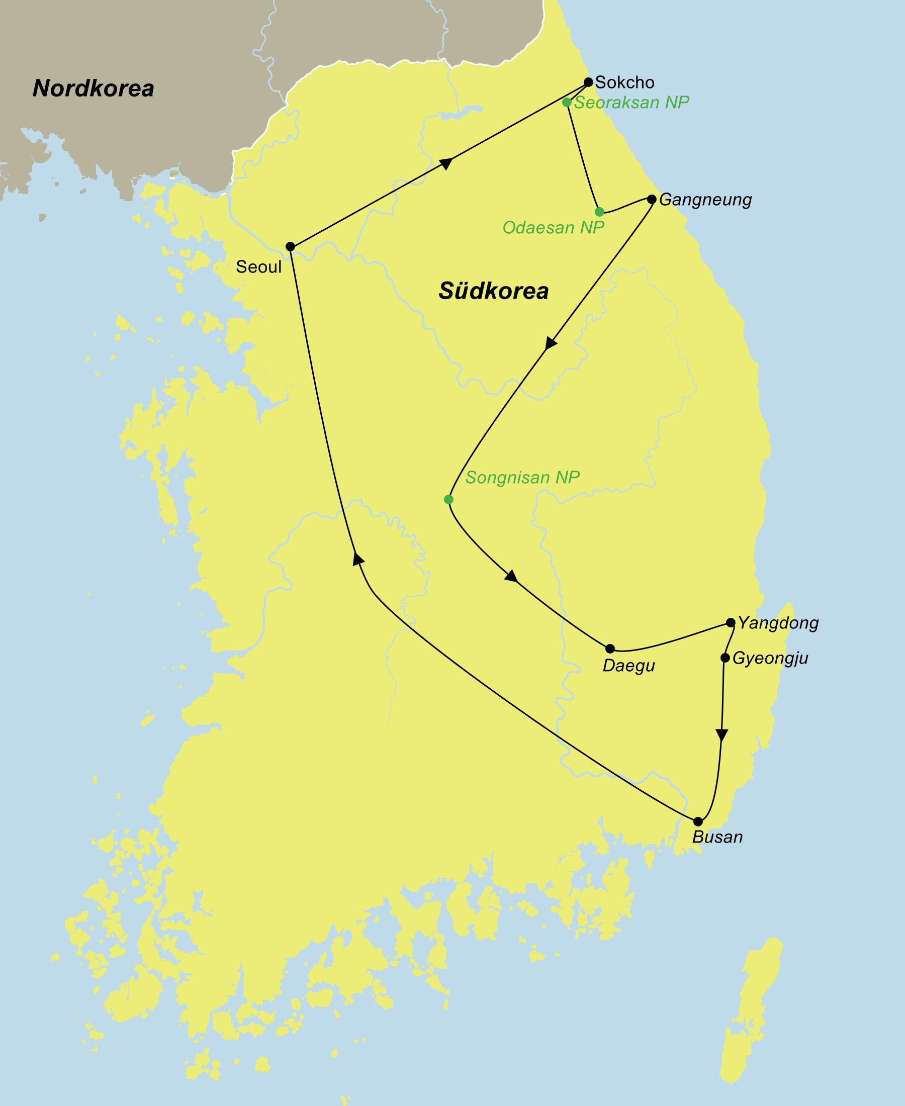 Reiseroute der Koreas Nationalpark entdecken Wanderreise von Seoul bis Busan Reiseroute der Koreas Nationalpark entdecken Wanderreise von Seoul bis Busan